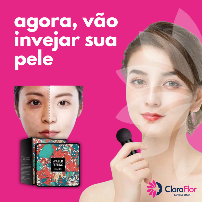 Base Corretiva Moisture Cushion Super Hidratante e a Prova D'água - Com Esponja Especial