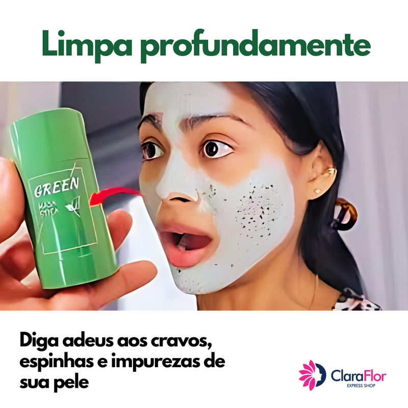 Green Mask. A Máscara de Chá Verde para Limpeza Profunda de Cravos e Acnes, Controle de Oleosidade da Pele e Hidratação. Com Argila Purificante. Pote de 40g.