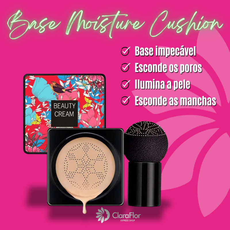 Base Corretiva Moisture Cushion Super Hidratante e a Prova D'água - Com Esponja Especial