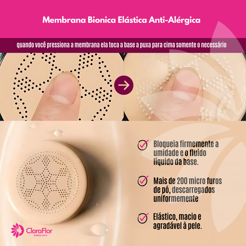 Base Corretiva Moisture Cushion Super Hidratante e a Prova D'água - Com Esponja Especial