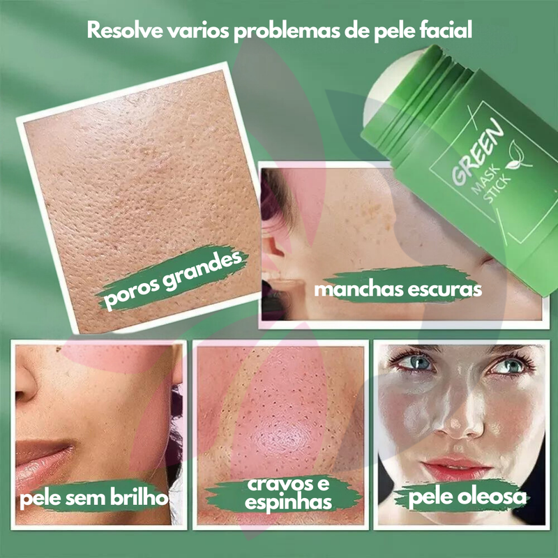 Green Mask. A Máscara de Chá Verde para Limpeza Profunda de Cravos e Acnes, Controle de Oleosidade da Pele e Hidratação. Com Argila Purificante. Pote de 40g.