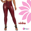 Legging de Couro com Stretch com Zíper e Cintura Alta - Feminina. Super Conforto. Calça push-up de alta qualidade e caimento.