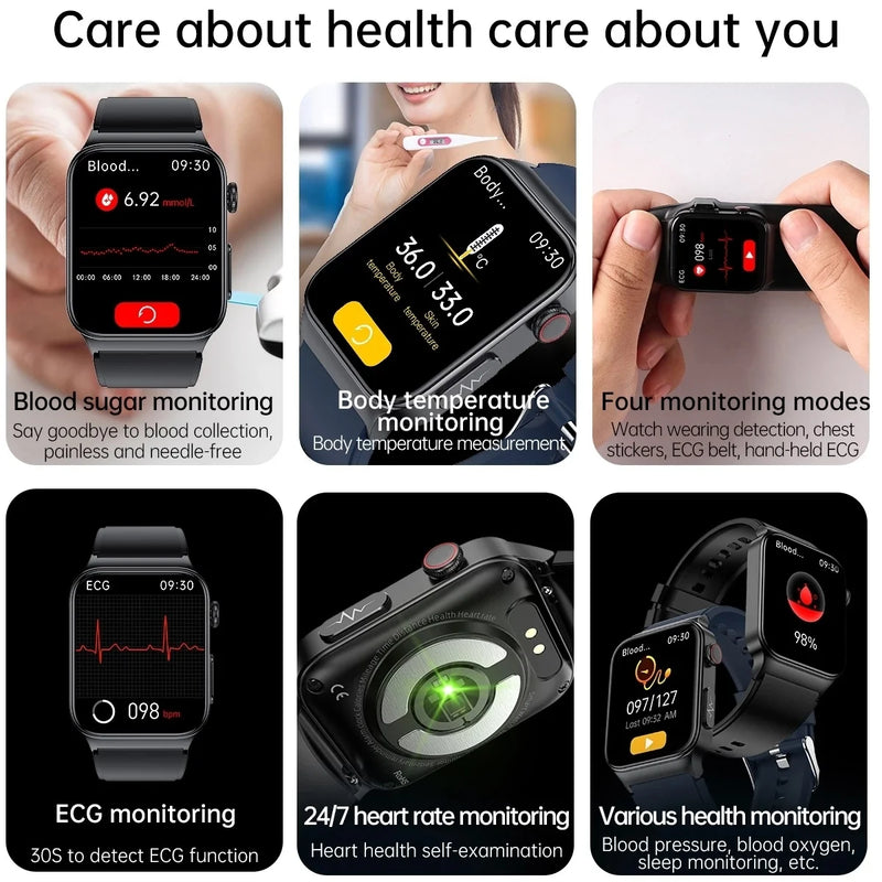 Smartwatch XIAOMI E500 com Medidor de Glicose, Eletrocardiograma e Temperatura. Monitoramento ECG+PPG Sports - Original. A solução do diabético!