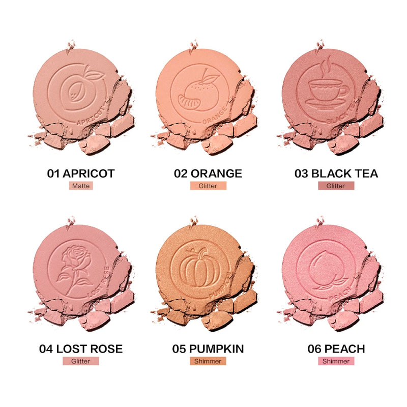 Blush 6 cores deslumbrantes - Nude - Fosco - Shimmer e Glitter. Fique linda com cores naturais !